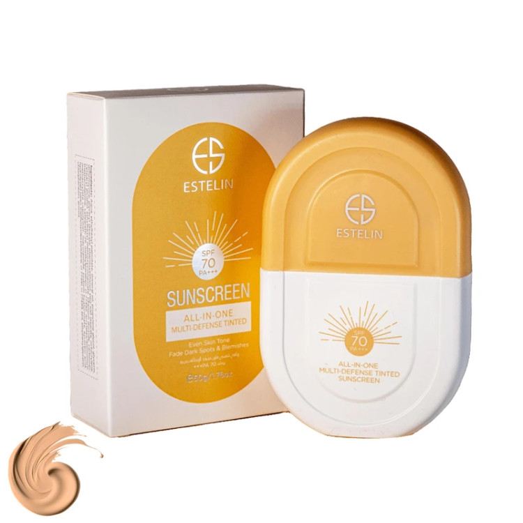 ضدآفتاب استلین (Estelin) در دو مدل بی رنگ و تینتی SPF +70 حجم ۵۰ میل، مناسب انواع پوست